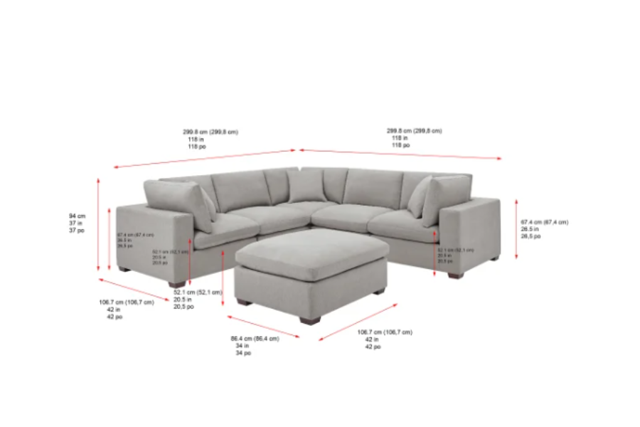 Thomasville Lowell 4-piece Fabric Modular Sectional Floor Model