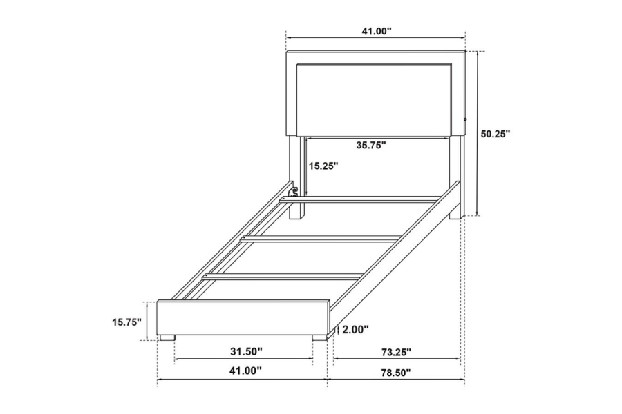 Marceline Wood Twin LED Panel Bed Black 222831T