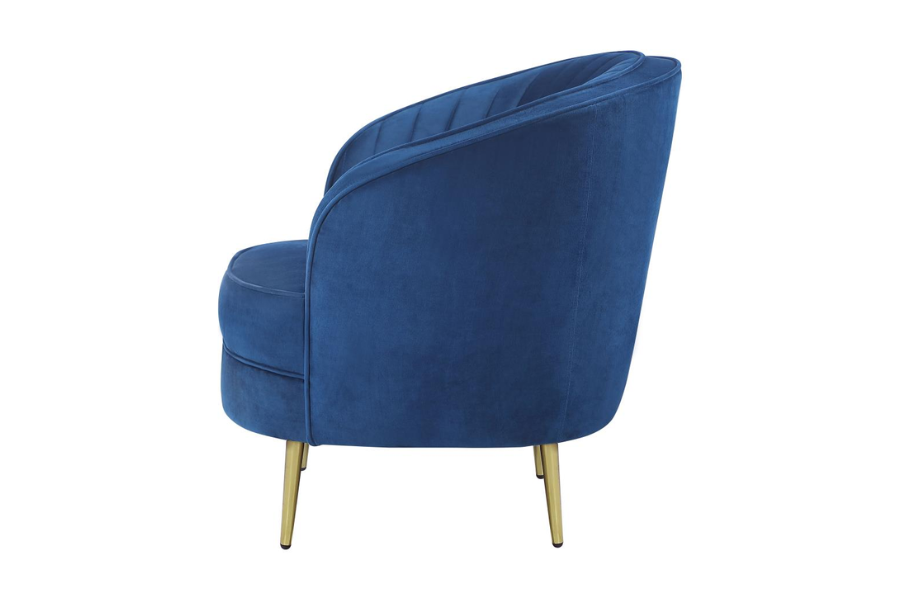 Sophia Upholstered Channel Tufted Barrel Accent Chair Blue 506863