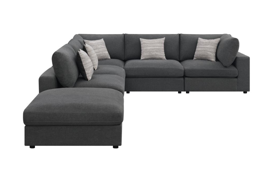 Serene 6-piece Upholstered Modular Sectional Sofa Charcoal 551324-SET