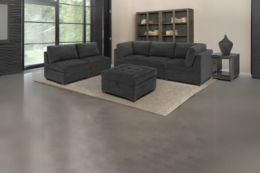 Thomasville Tisdale Fabric Sectional with Storage Ottoman