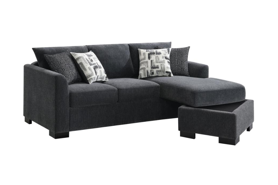 Storey Upholstered Sleeper Sectional Chaise Sofa Dark Grey 504777