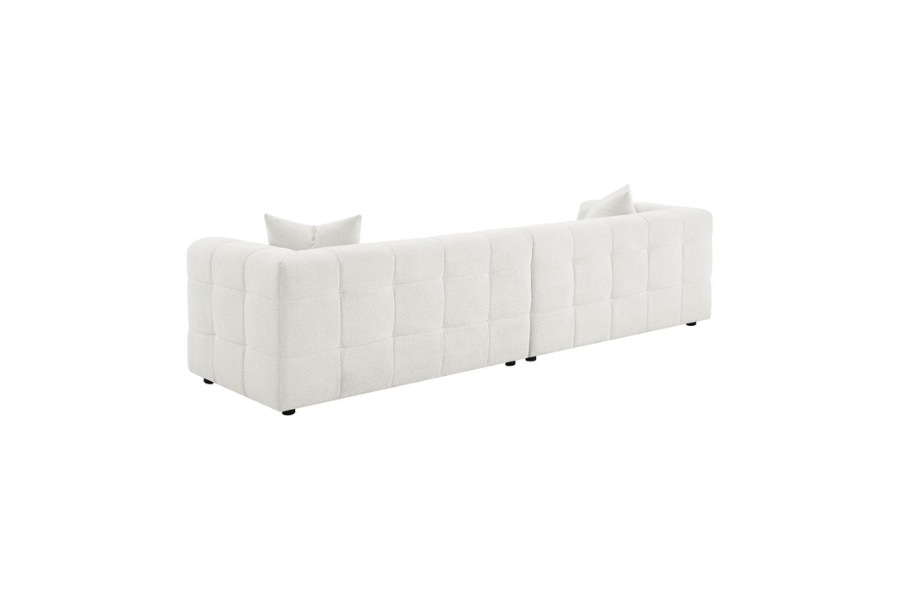 Everly Boucle Upholstered Extra Long Sofa Off White 504850