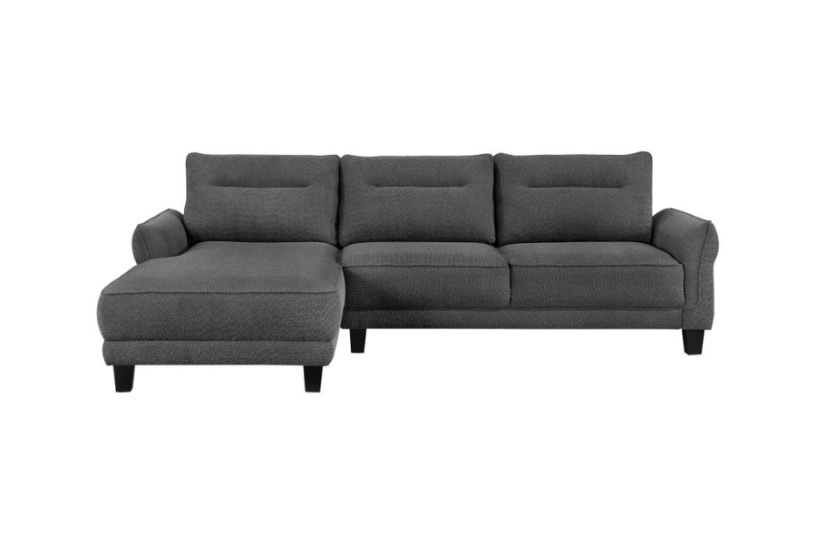 Caspian Upholstered Curved Arm Chaise Sectional Sofa Grey 509540