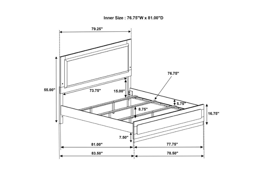 Caraway Wood Eastern King LED Panel Bed White 224771KE