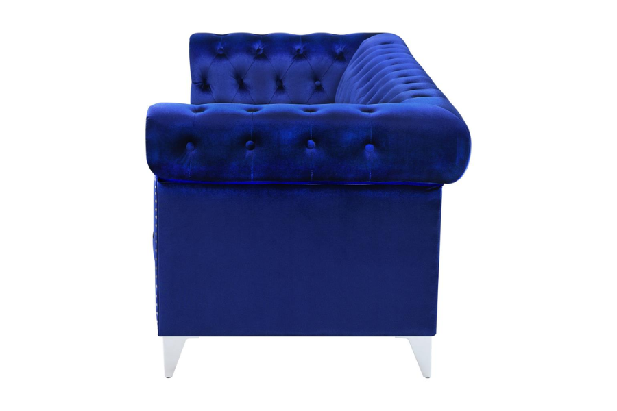 Bleker Upholstered Tuxedo Arm Tufted Sofa Blue 509481