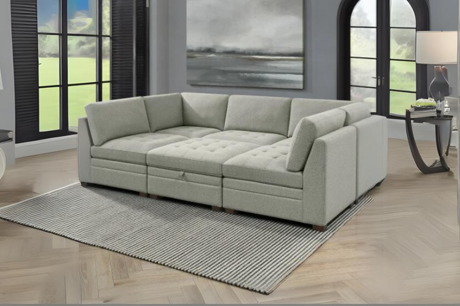 Thomasville Tisdale Fabric Sectional with Storage Ottoman