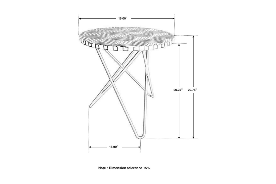 Xenia Round Bone Inlay Accent Side Table White and Gold 935878