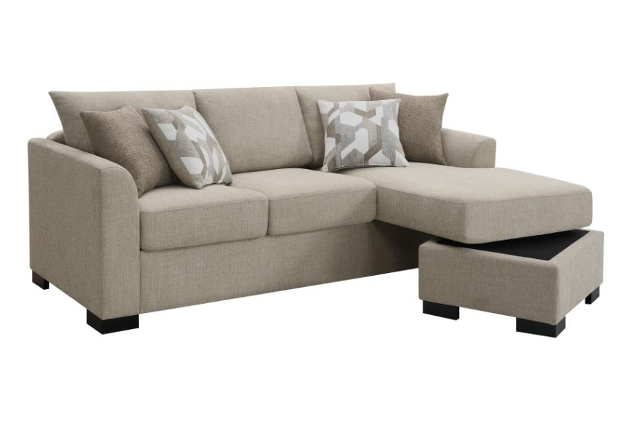 Storey Upholstered Sleeper Sectional Chaise Sofa Camel 504778