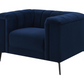 Chalet Upholstered Tuxedo Arm Tufted Chair Blue	509213