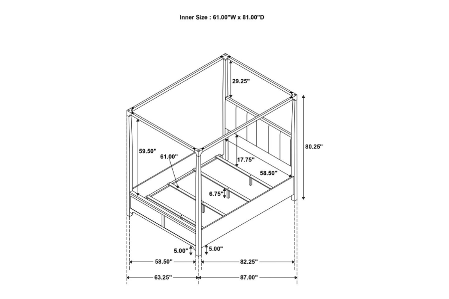 Gran Park Queen Canopy Bed Dark Coc 224931Q