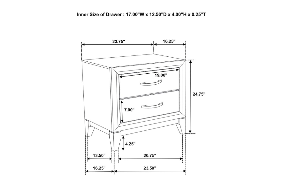 Watson 2-drawer Nightstand Grey Oak 212422