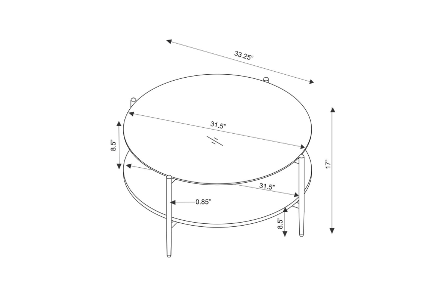 Jonelle Round Glass Top Coffee Table White Marble Shelf Gold 710338