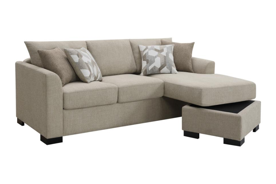 Storey Upholstered Sleeper Sectional Chaise Sofa Camel 504778