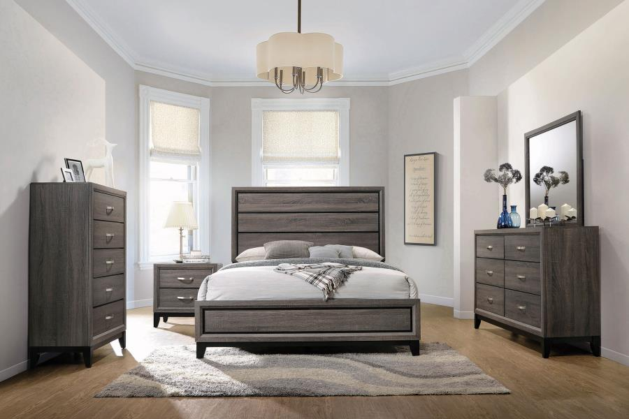 Cama de matrimonio Watson Wood en roble gris 212421F 