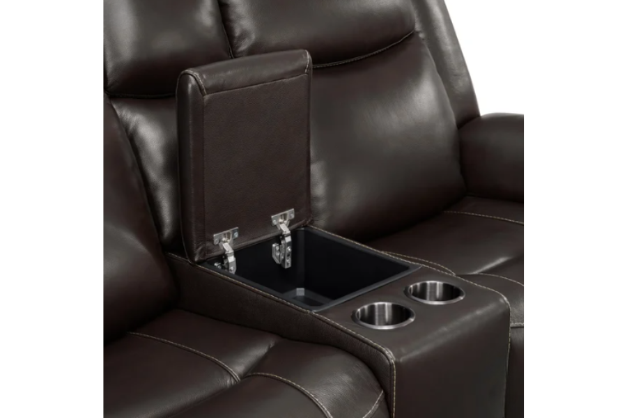 Harvey Leather Power Reclining Loveseat with Power Headrests