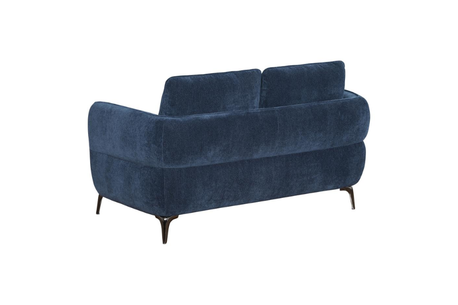 Lively Chenille Upholstered Modern Track Arm Loveseat Blue 509042