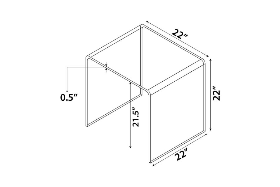 Ripley Squared Tempered Bent Glass Side End Table Clear 705327