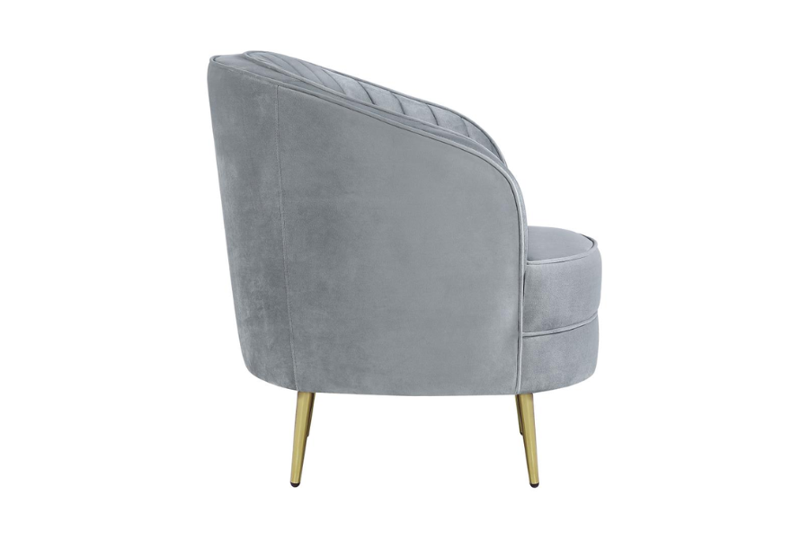 Sophia Upholstered Channel Tufted Barrel Accent Chair Grey 506866