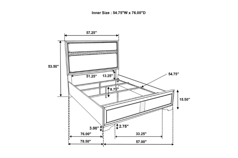 Miranda 54-inch Upholstered Full Panel Bed Black 206360F Comming Soon