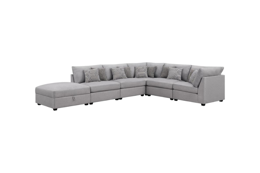 Sofá modular seccional tapizado Cambria de 6 piezas en gris 551511-SET 