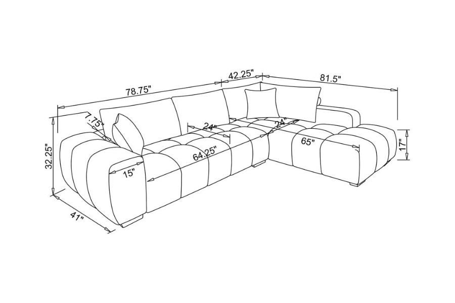 Camacho Upholstered Chaise Sectional Sofa Orange 503975 Comming Soon