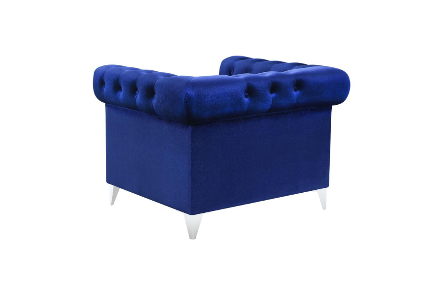 Bleker Upholstered Tuxedo Arm Tufted Accent Chair Blue 509483