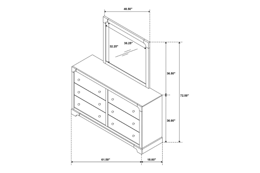 Gran Park 6-drawer Dresser and Mirror Dark Cocoa 224933M