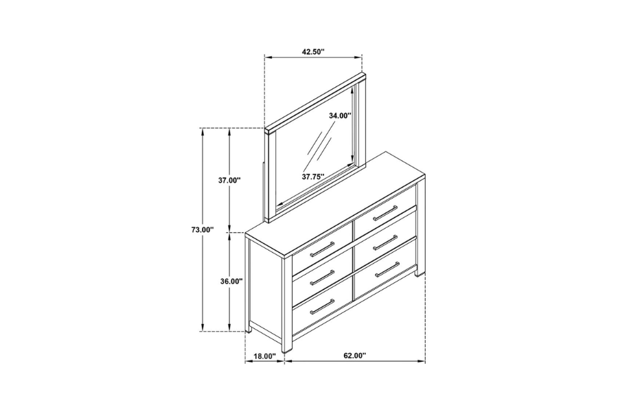 Kieran 6-drawer Dresser with Mirror Grey 224743M