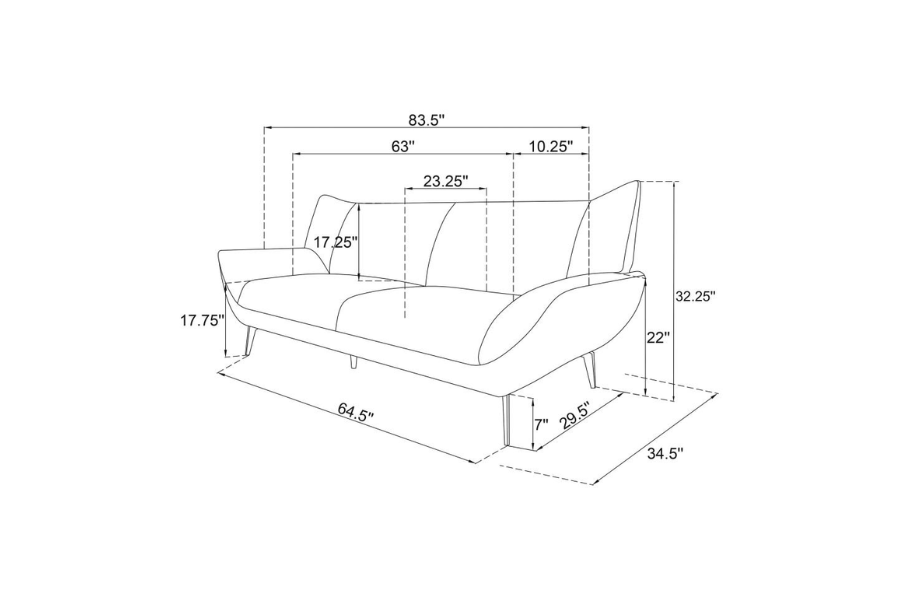 Acton Upholstered Flared Arm Sofa Teal Blue	511161