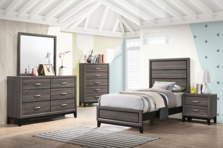 Watson Wood Twin Panel Bed Grey Oak 212421T