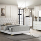 Cama King tapizada con paneles en color blanco Kendall 224401KE 