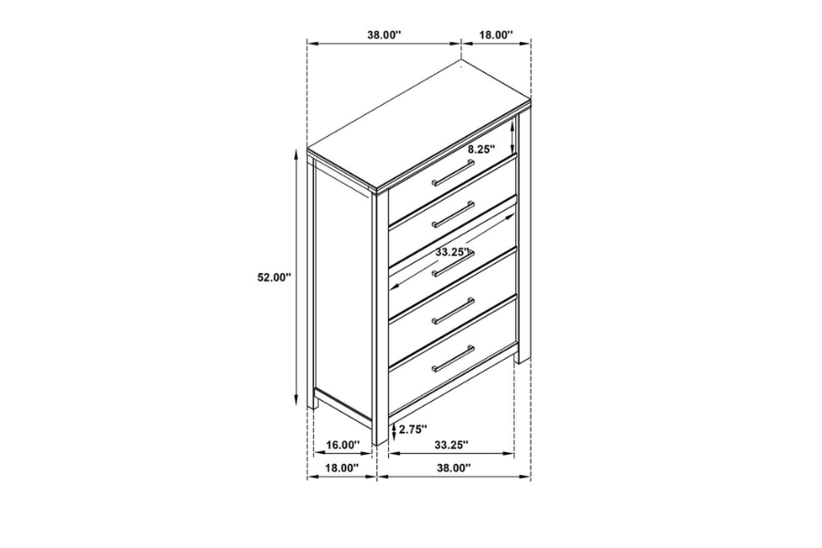 Kieran 5-drawer Bedroom Chest Grey 224745