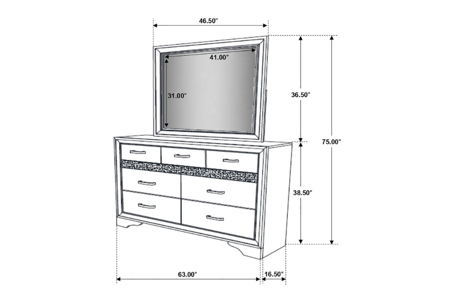 Miranda 7-drawer Dresser with Mirror White 205113M Comming Soon