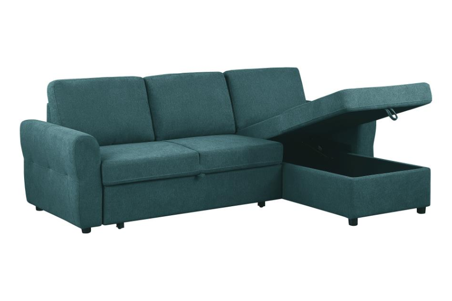 Samantha Upholstered Storage Sleeper Sectional Sofa Teal 511087