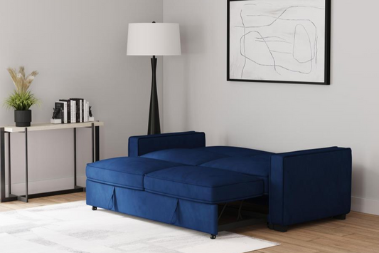 Gretchen Upholstered Convertible Sleeper Sofa Bed Navy Blue 360240