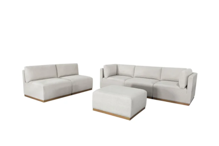 Henredon Murphy Fabric Modular Sectional with Ottoman