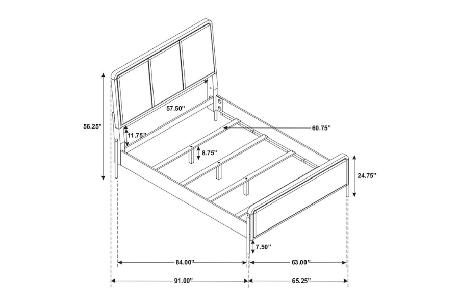 Cama Queen tapizada Arini con paneles en tonos arena y gris 224301Q 