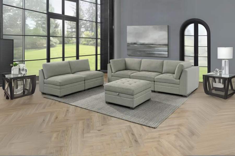 Thomasville Tisdale Fabric Sectional with Storage Ottoman