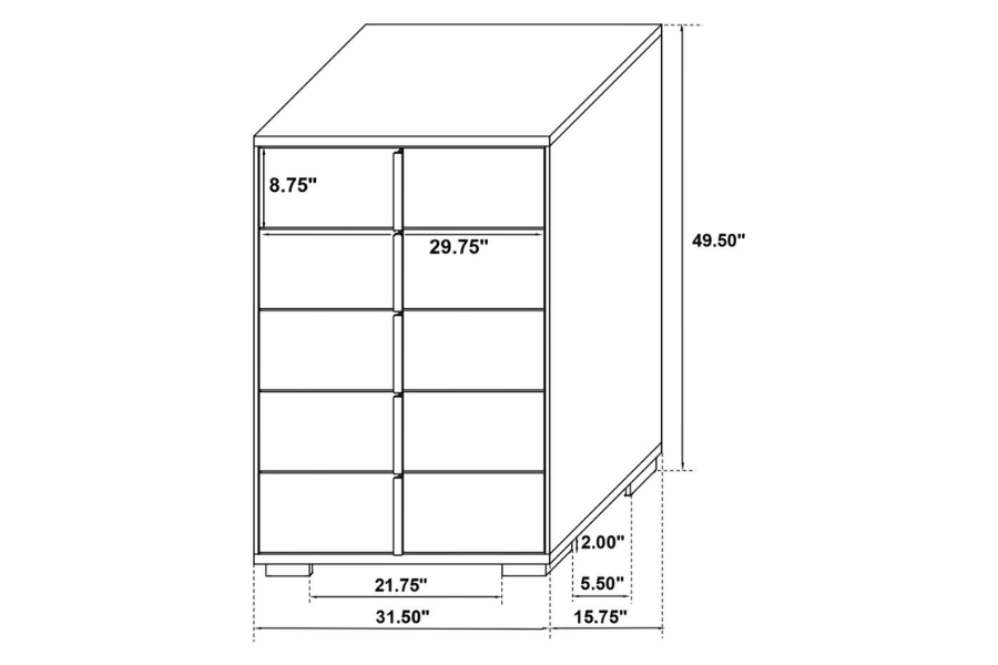 Cómoda de dormitorio Marceline con 5 cajones, color negro 222835 Próximamente 