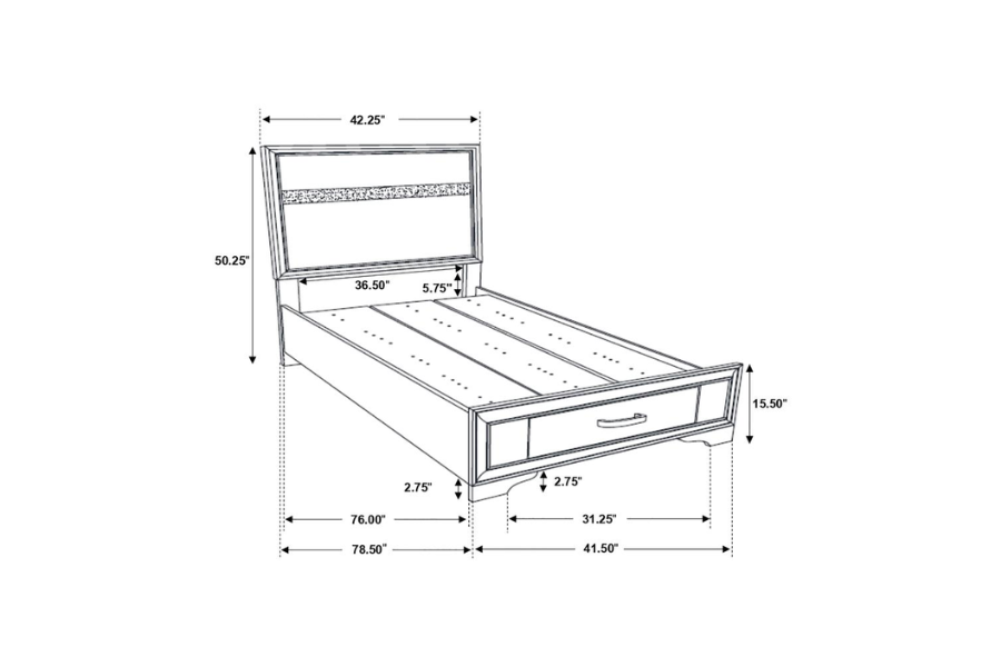 Miranda 51-inch Wood Twin Storage Panel Bed Black 206361T Comming Soon