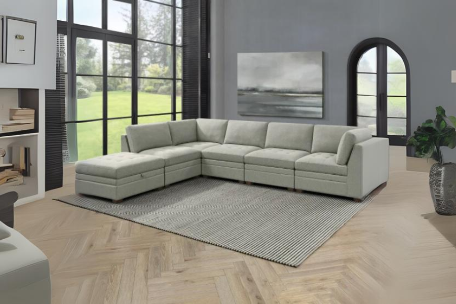 Thomasville Tisdale Fabric Sectional with Storage Ottoman