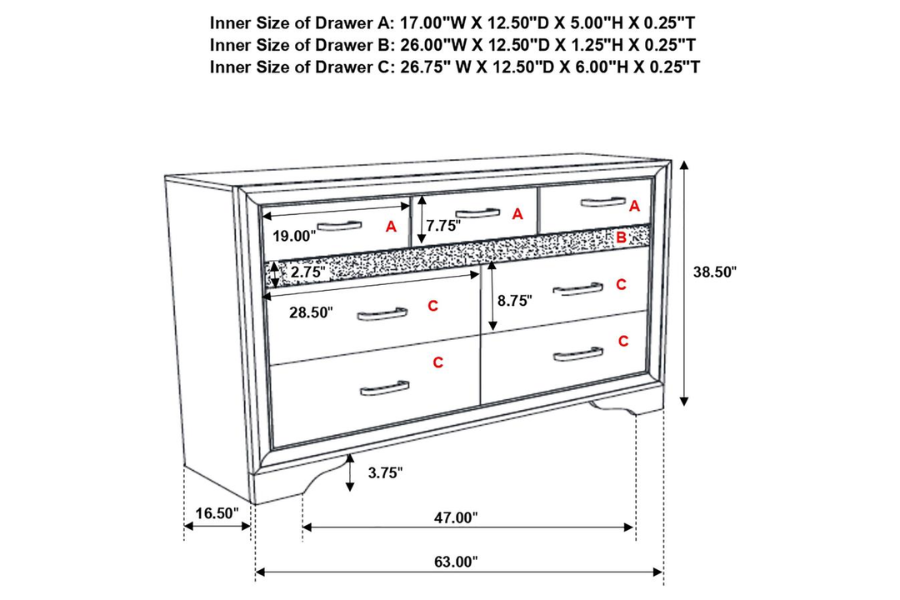 Miranda 7-drawer Dresser White 205113