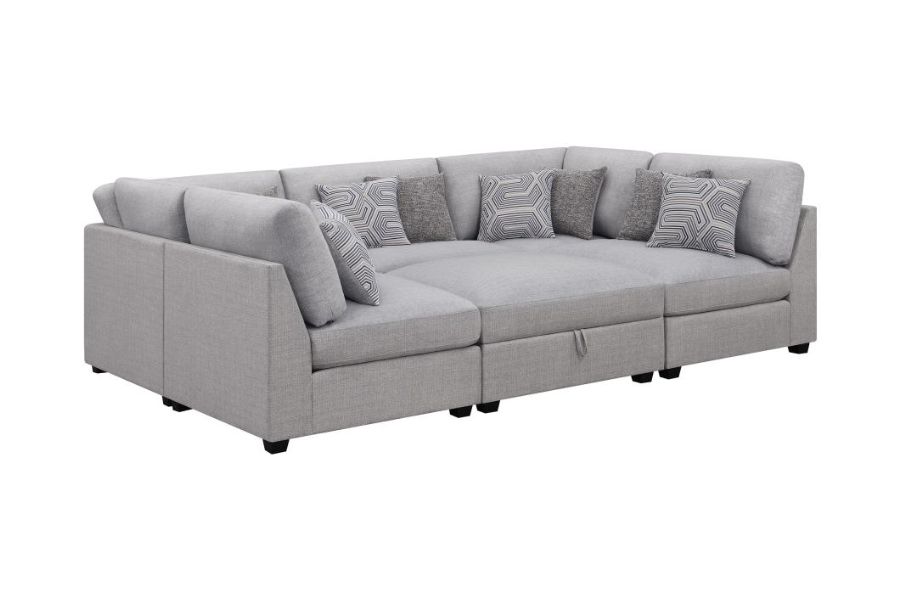 Cambria 6-piece Upholstered Modular Sectional Sofa Grey	551511-SET