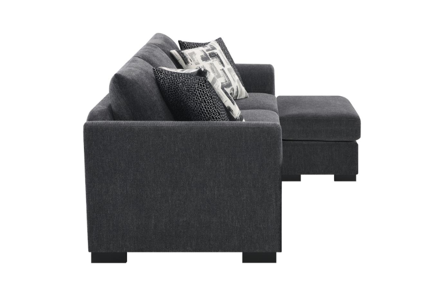 Storey Upholstered Sleeper Sectional Chaise Sofa Dark Grey 504777