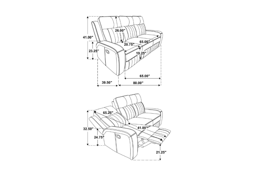 Raelynn Upholstered Track Arm Motion Sofa Grey	 603191