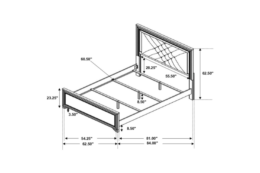 Juego de dormitorio Penélope de 4 piezas tamaño Queen Midnight Star 223571Q-S4 