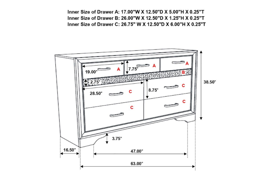 Miranda 7-drawer Dresser Black 206363