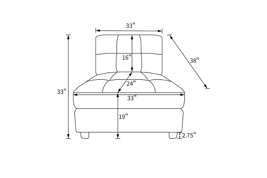 Sillón sin brazos con respaldo acolchado y capitoné Claude Dove 551004 