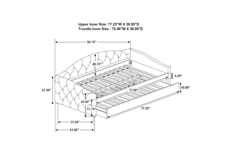 Sadie Upholstered Twin Daybed with Trundle Taupe 300639